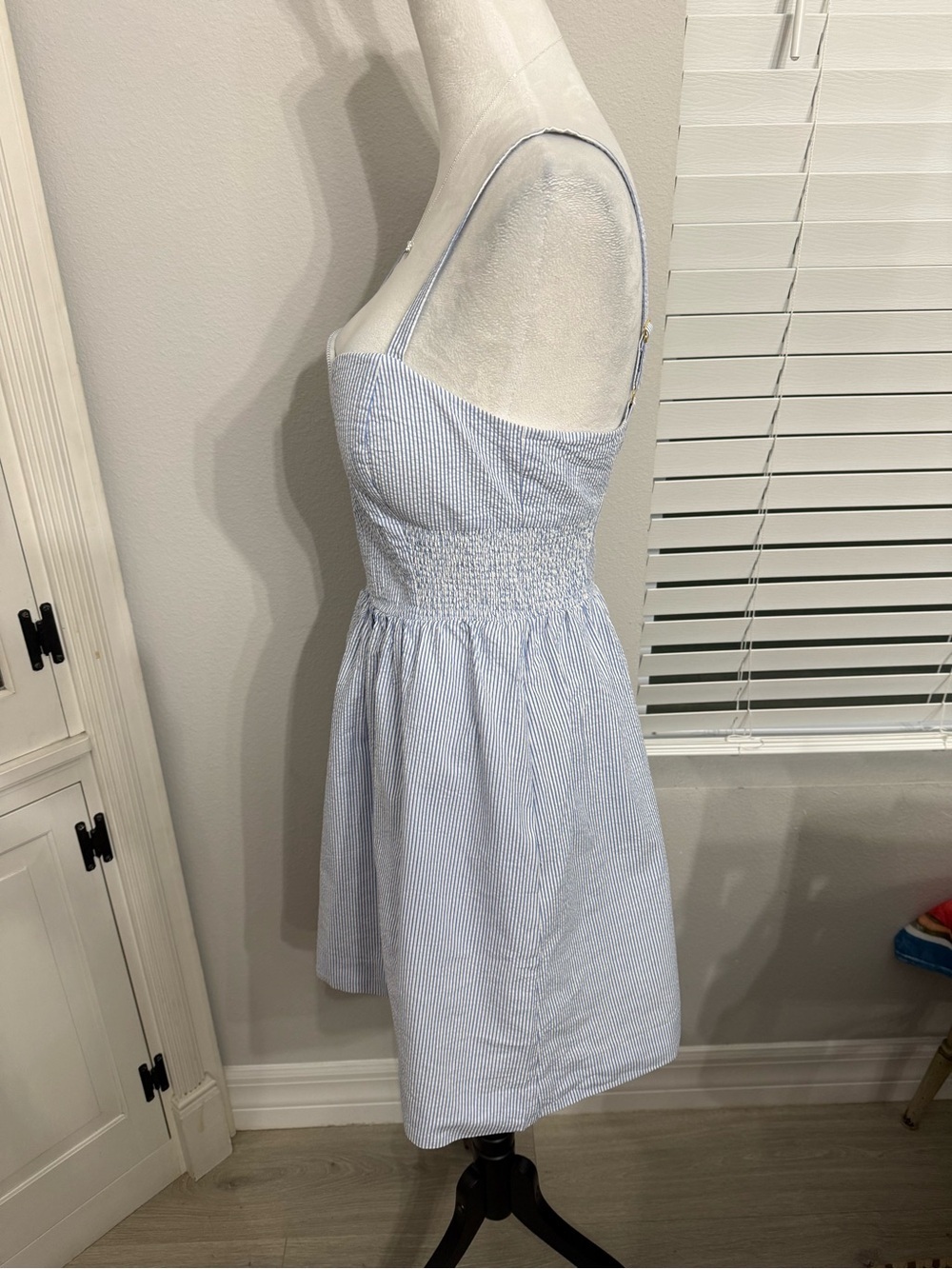 Lilly Pulitzer Christine Seersucker Dress in blue and white stripe - Picture 5 of 8